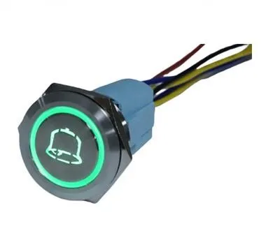 رمز مخصص مضاء 12 فولت 24 فولت أزرق أدى 16 مللي متر مفتاح زر دفع مؤقت